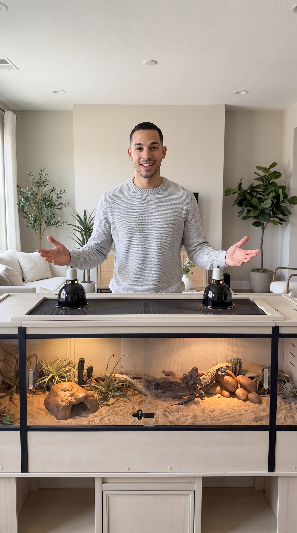 New Age Pet ECOFLEX 60" Wide X-Large Reptile Habitat, Mojave Lounge for Snakes, Tortoises & Lizards in Maple, Black & Grey, Easy Assembly, Sliding Glass Doors & Mesh Top