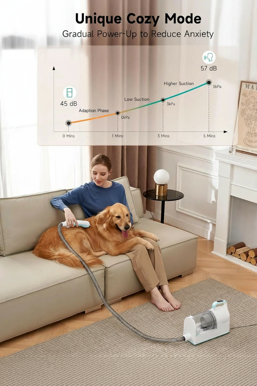 Ultimate HiCOZY Pet Grooming Kit: Powerful Dog Clippers & Vacuum for Effortless Hair Removal