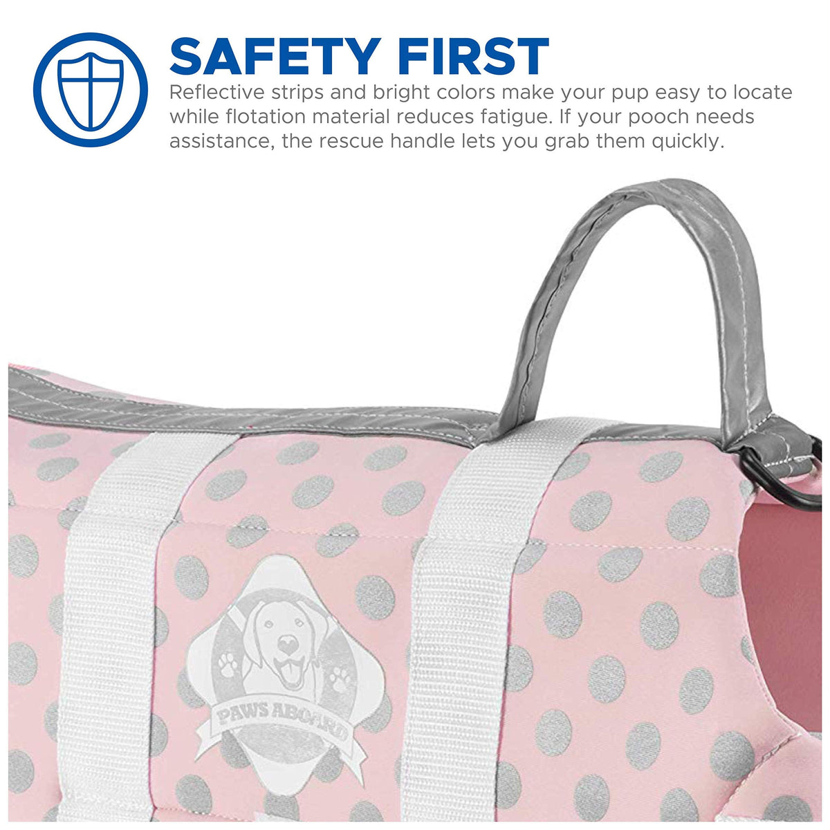 Dog Life Jacket - Stylish and Safe Neoprene Vest for Your Canine Companion - Perfect for Swimming and Boating - Pink Gray Polka Dots XXS
