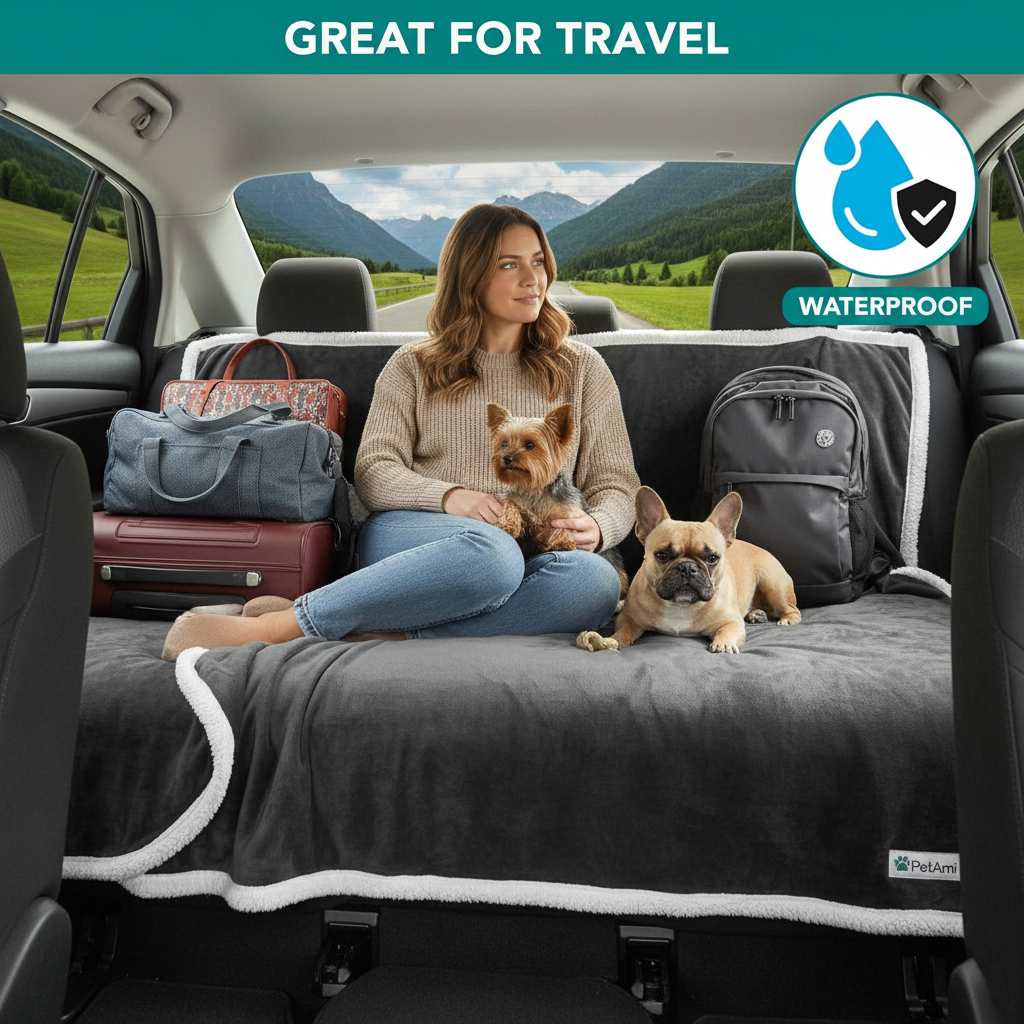 Petami Waterproof Dog Blanket for Small Dog Puppy Cat, 29X40, Charcoal | 460 GSM Sherpa Fleece Reversible, Pee Proof Pet Blanket, Furniture Protector Cover for Couch Sofa Kennel, Washable