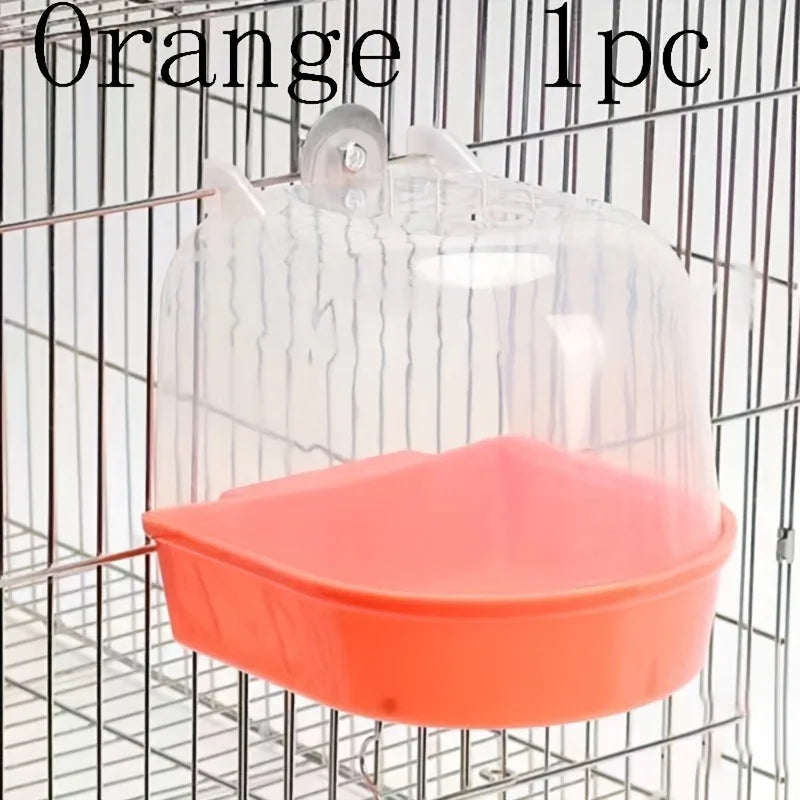 Transparent Bird Bath Tub - Splash-Proof PP Shower for Parrots, Lovebirds & Conures W/ Easy-Grip Handle
