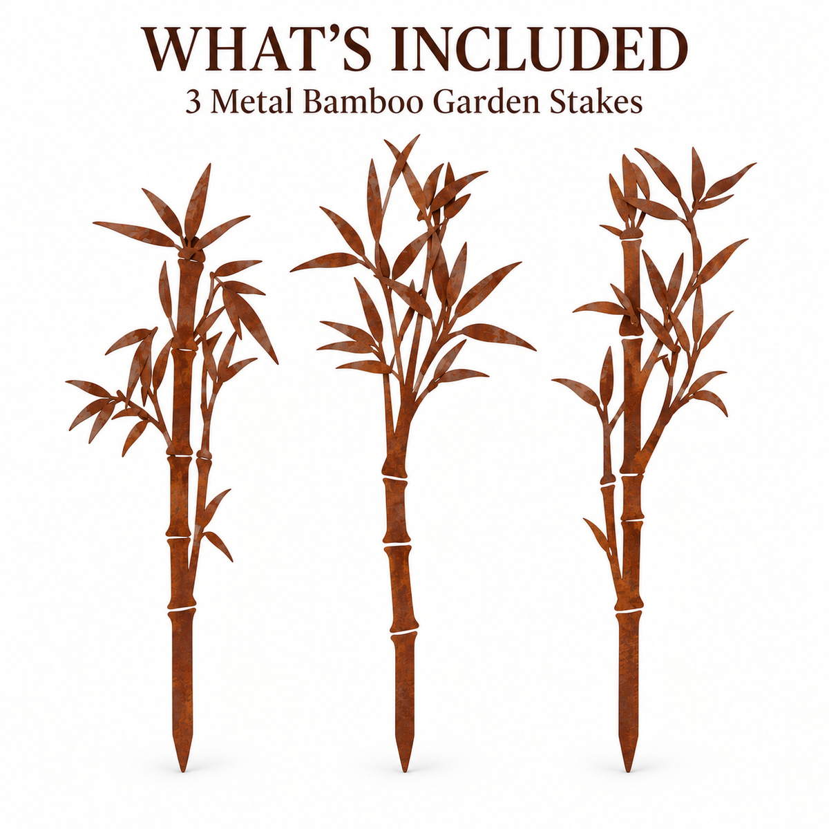Metal Garden Stakes – Rabbit, Bird & Bamboo Silhouette Outdoor Yard Art