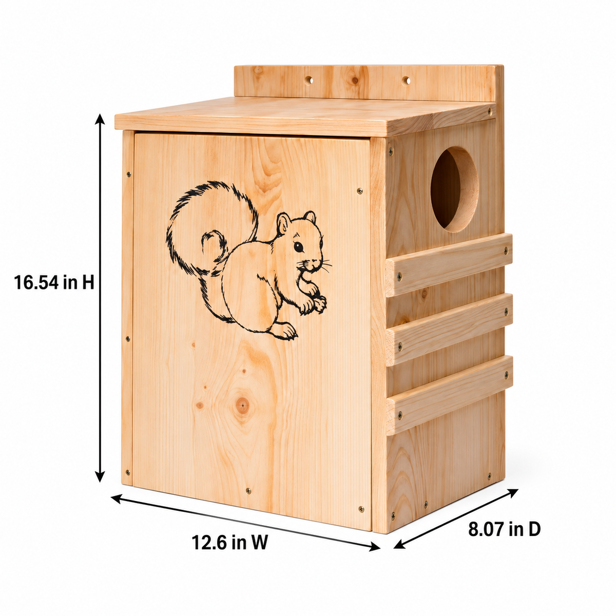 INRLKIT Premium Wooden Squirrel House - Hanging Chipmunks Squirrel Houses for Outside with Exterior Porch