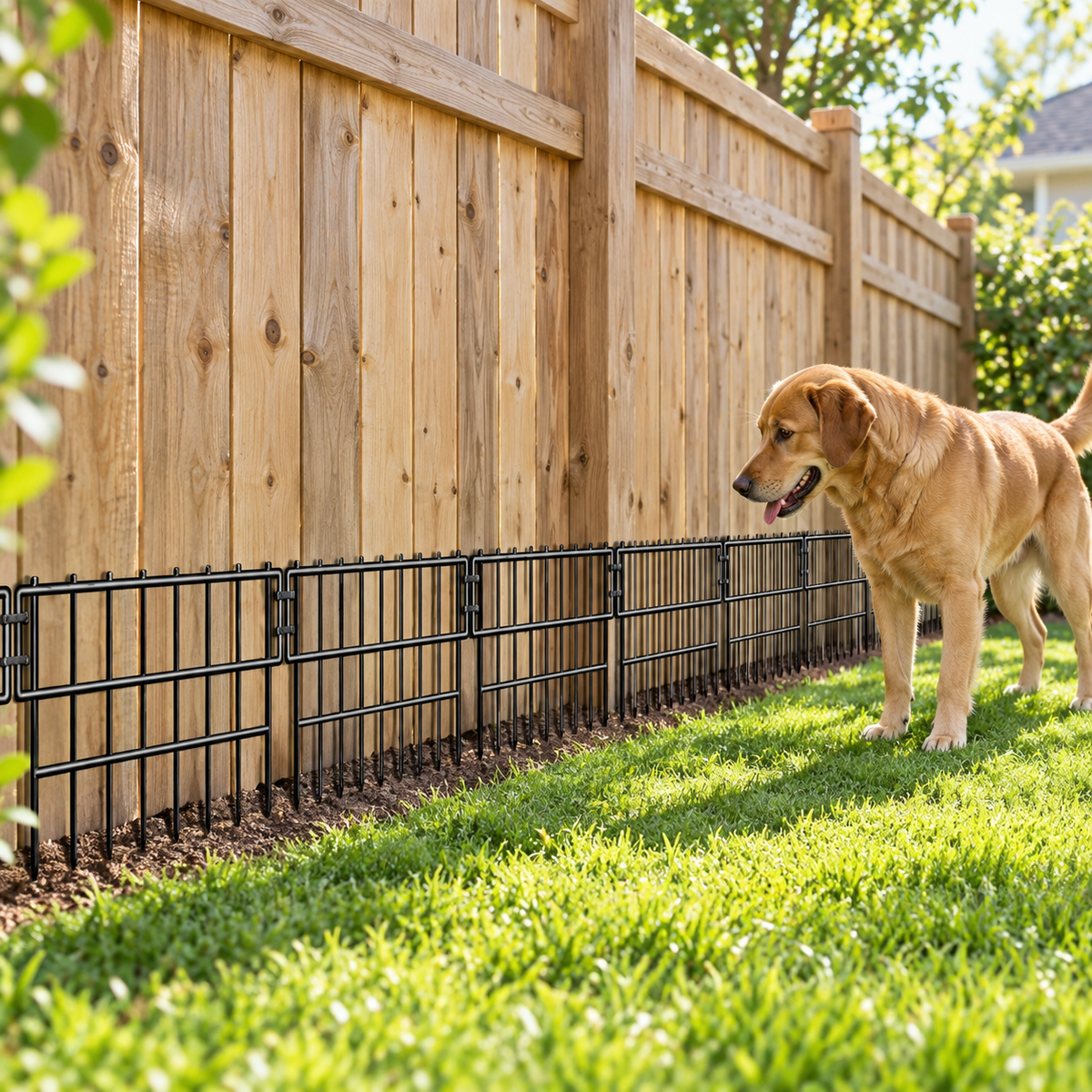 28 Panels No Dig Dog Barrier Fence Rustproof Metal Garden Edging 39.5 Foot