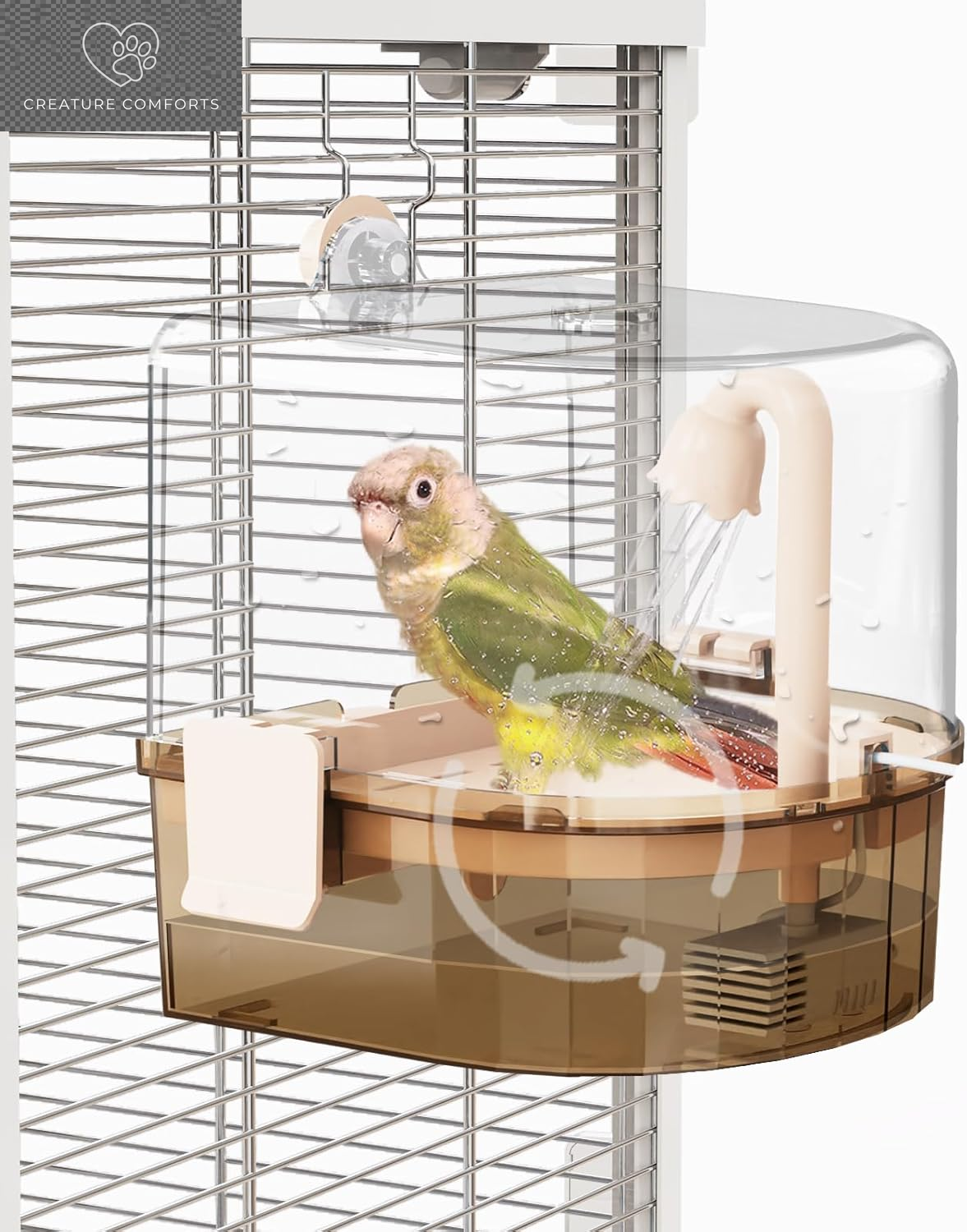 Water Circulation Bird Bath, Hanging Cage Shower Box(Purple)