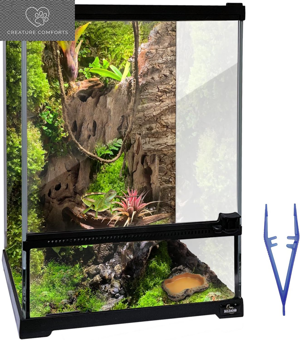 11 Gallon Reptile Glass Tank Vertical Terrarium 12"X12"X18" Habitat Enclosure with Front Openning Door and Top Screen Ventilation for Geckos, Snakes,Tree Frogs,Chameleon