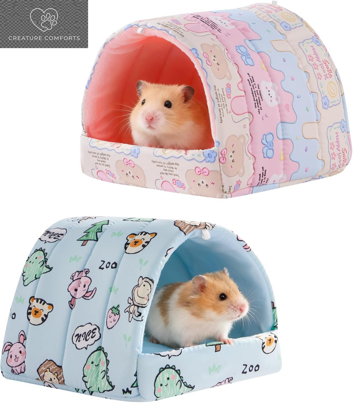 2 PCS Hamster Hideout,Washable Hamster Bed Hamster Bed Hut Hamster House, Small Animal Cage Accessories for Mouse Hedgehogs Ferrets Bearded Dragons and Rats