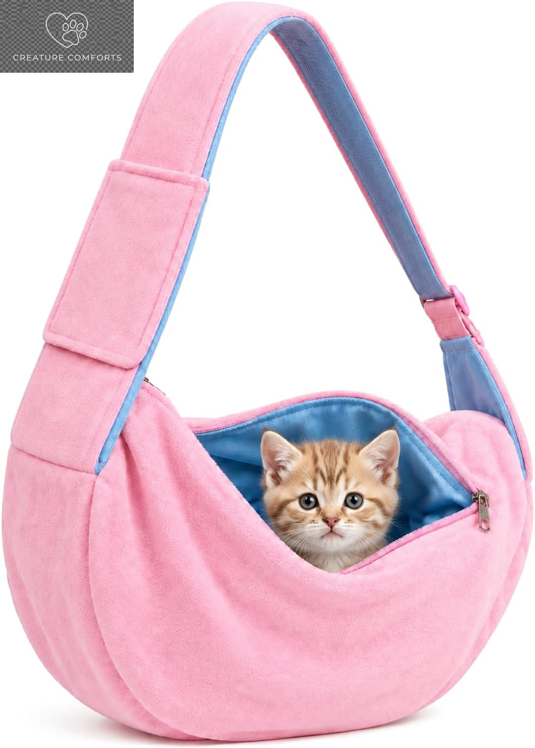 Meow&Woof Sugar Glider Bonding Pouch & Small Animal Carrier - Escape-Proof Sling for Hedgehogs, Ferrets, Hamsters Soft Critter Cuddler (10"X6", Pink)