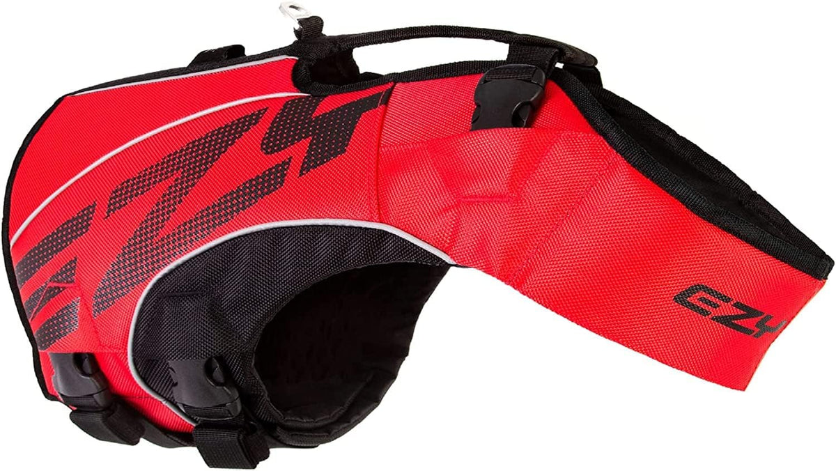 Ezydog DFD X2 Dog Life Jacket, Grab Handle, Reflective Trim - Medium, Red | Adjustable Dog Life Vest for Swimming, Durable Nylon Outer, Secure Fit, Lightweight, Ultra Buoyant Foam, Reinforced Stitching