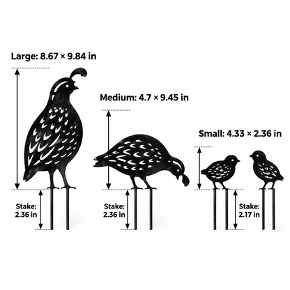 Black Metal Bird & Hedgehog Garden Stakes – 4-Piece Outdoor Yard Decorations