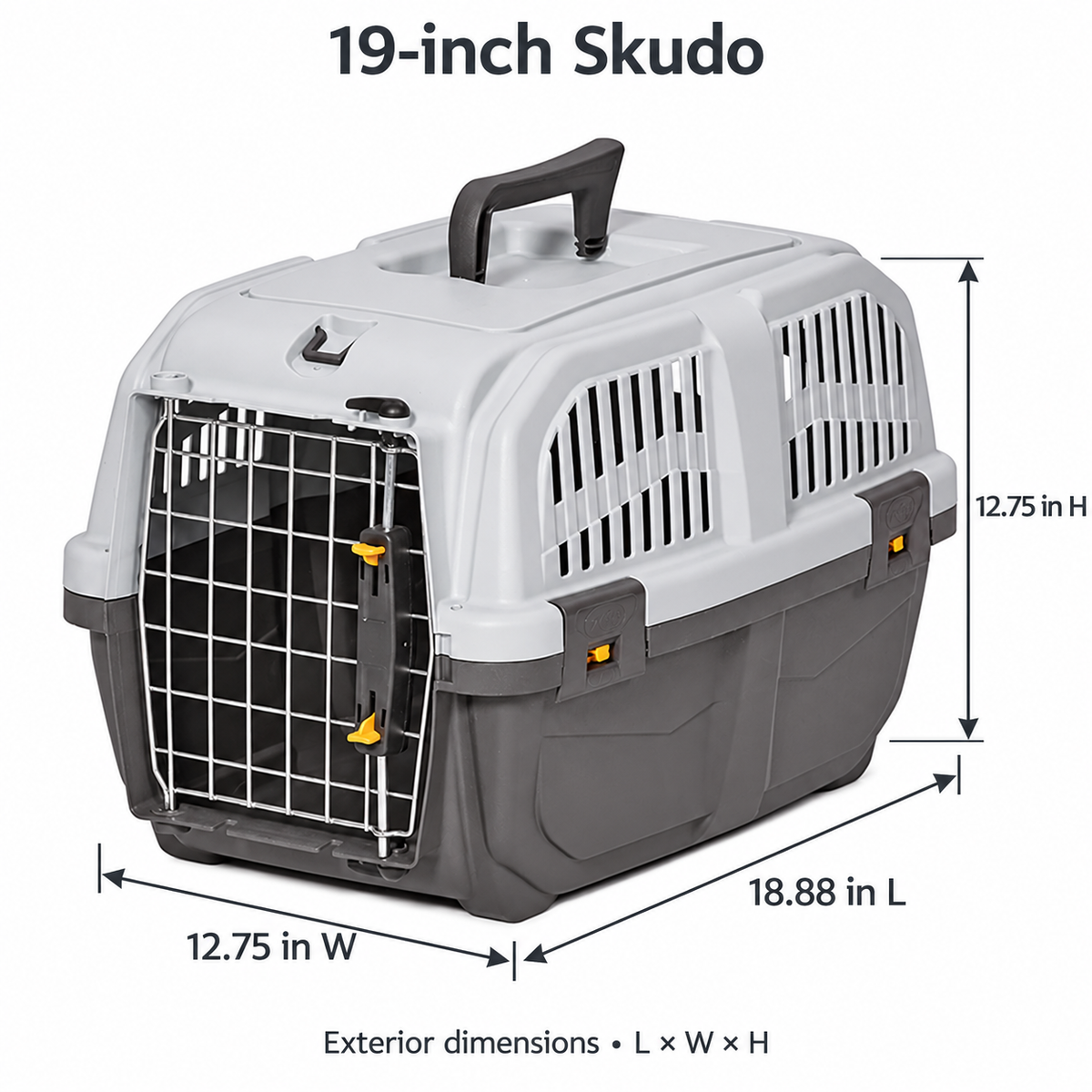 MidWest Skudo Hard-Sided Travel Carrier for Dogs & Cats – Gray, 19–32 Inch Sizes