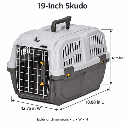 MidWest Skudo Hard-Sided Travel Carrier for Dogs & Cats – Gray, 19–32 Inch Sizes