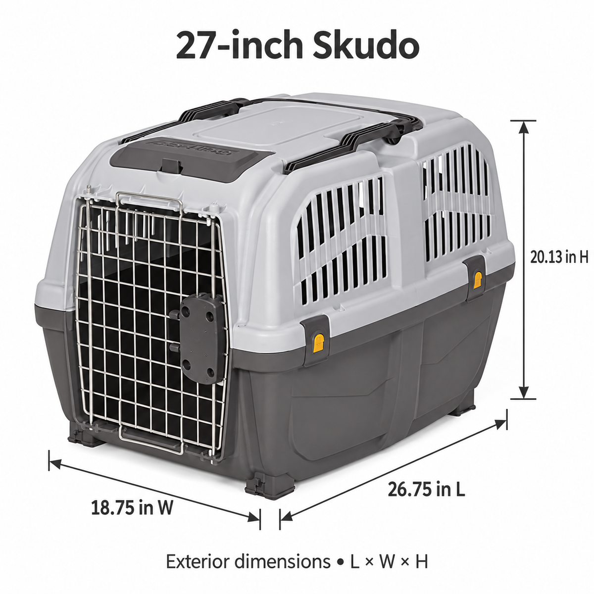 MidWest Skudo Hard-Sided Travel Carrier for Dogs & Cats – Gray, 19–32 Inch Sizes