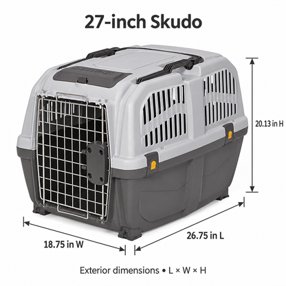 MidWest Skudo Hard-Sided Travel Carrier for Dogs & Cats – Gray, 19–32 Inch Sizes