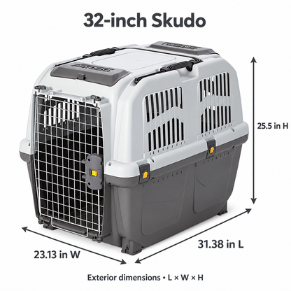 MidWest Skudo Hard-Sided Travel Carrier for Dogs & Cats – Gray, 19–32 Inch Sizes