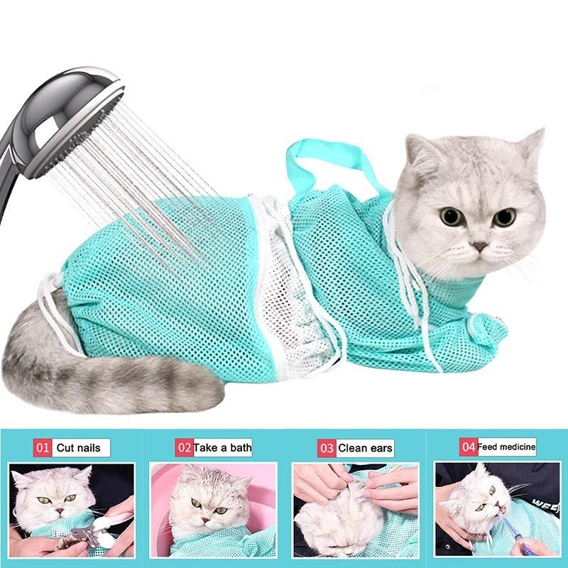 Effortless Cat Grooming & Bathing: Mesh Restraint Bag for Safe Nail Trimming and Washing