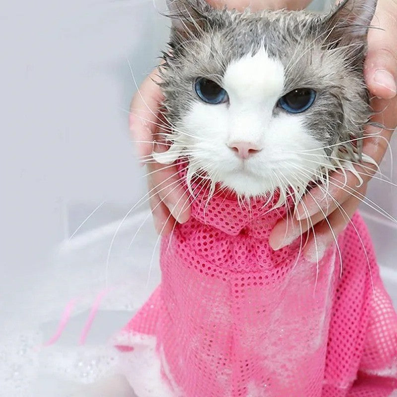 Effortless Cat Grooming & Bathing: Mesh Restraint Bag for Safe Nail Trimming and Washing