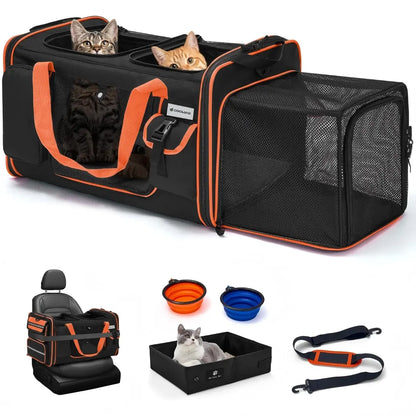 Ultimate Cat Carrier for 2 Furry Friends! Perfect for Travel & Outdoor Adventures 🚗🐾✨