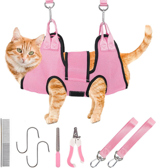 Pamper Your Pet with the PatiencET Cat Grooming Hammock Kit - Comfort and Convenience in One!
