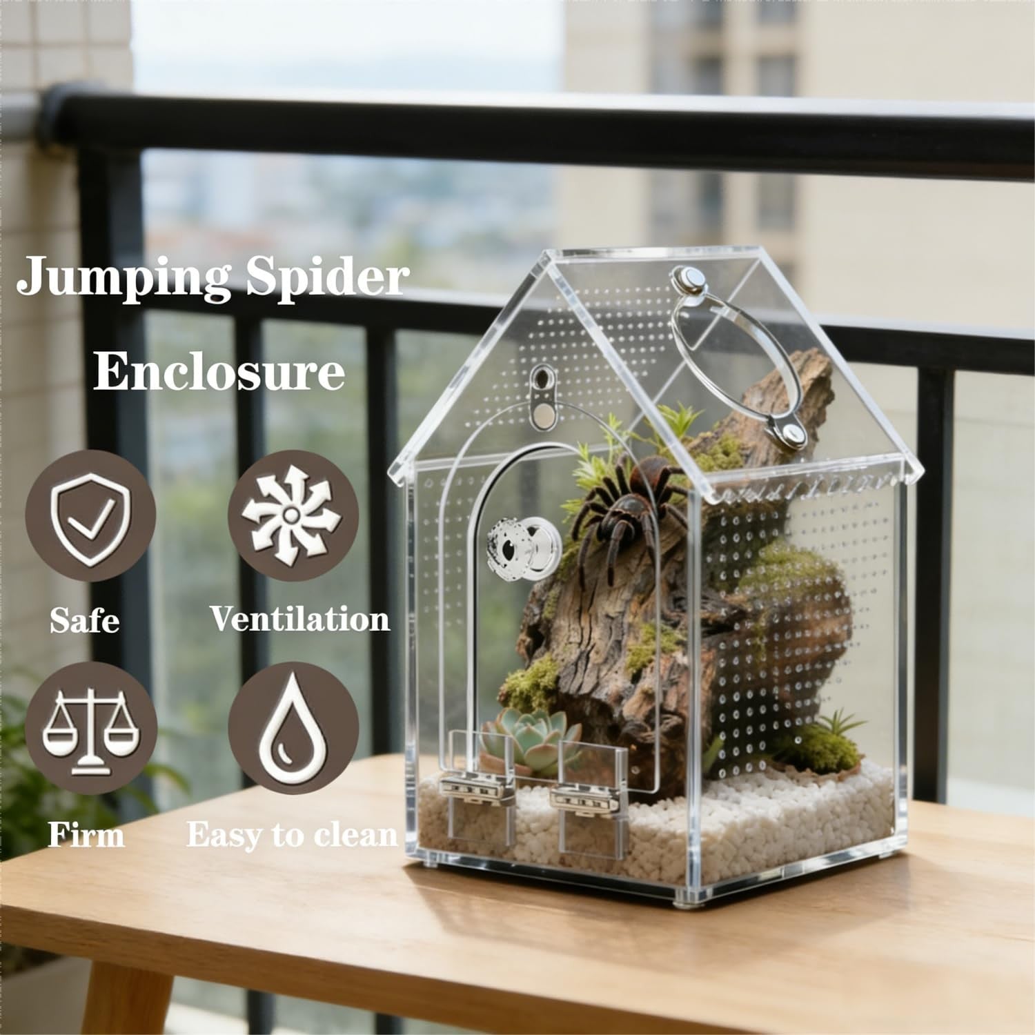 Jumping Spider Enclosure Kit Preassembled 8X5X5 Inch Acrylic Tarantula Tank