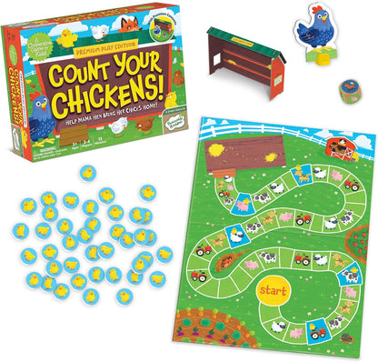 Peaceable Kingdom Count Your Chickens Cooperative Board Game, Premium Edition