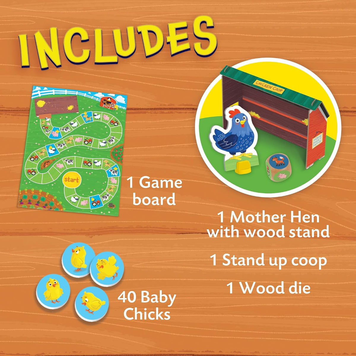 Peaceable Kingdom Count Your Chickens Cooperative Board Game, Premium Edition