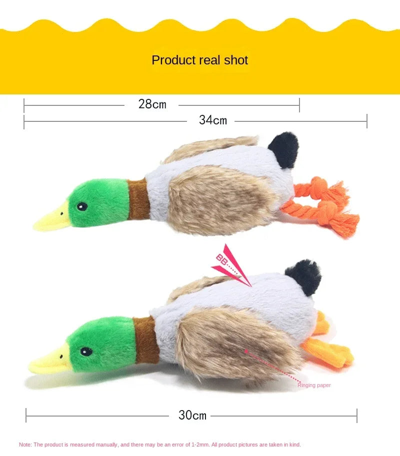 Dog Chew Toys Cute Plush Duck Sound Toy Stuffed Squeaky Animal Squeak Dog Toy Cleaning Tooth Dog Chew Rope Toys