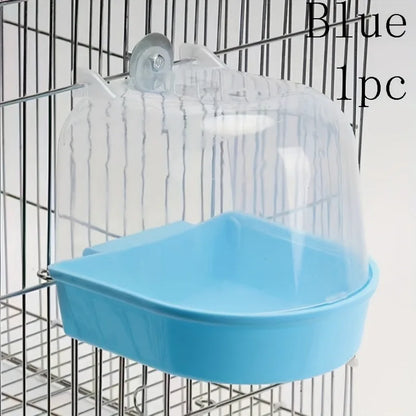 Transparent Bird Bath Tub - Splash-Proof PP Shower for Parrots, Lovebirds & Conures W/ Easy-Grip Handle