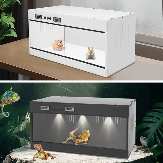 80*40*40cm/31.5*15.75*15.75in US Standard Reptile Lounge Habitat Enclosure with Glass Sliding Door Intelligent Thermostat Dual Temperature Control 110V LCD Screen Type