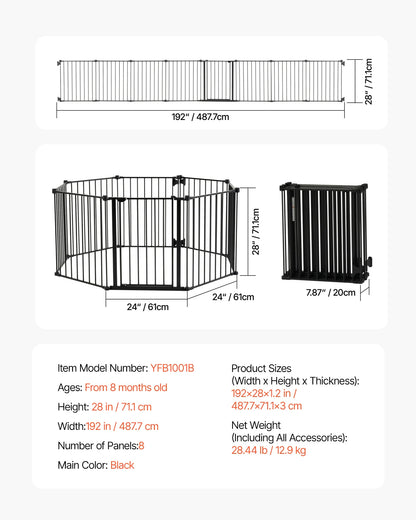 SucceBuy Baby Gate 28/30/36 Inches High Dog Gate Easy Step Walk Thru Child Pet Security Pressure Mount Kit Wall Cups Doorways