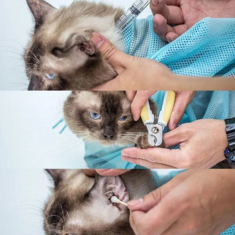 Effortless Cat Grooming & Bathing: Mesh Restraint Bag for Safe Nail Trimming and Washing