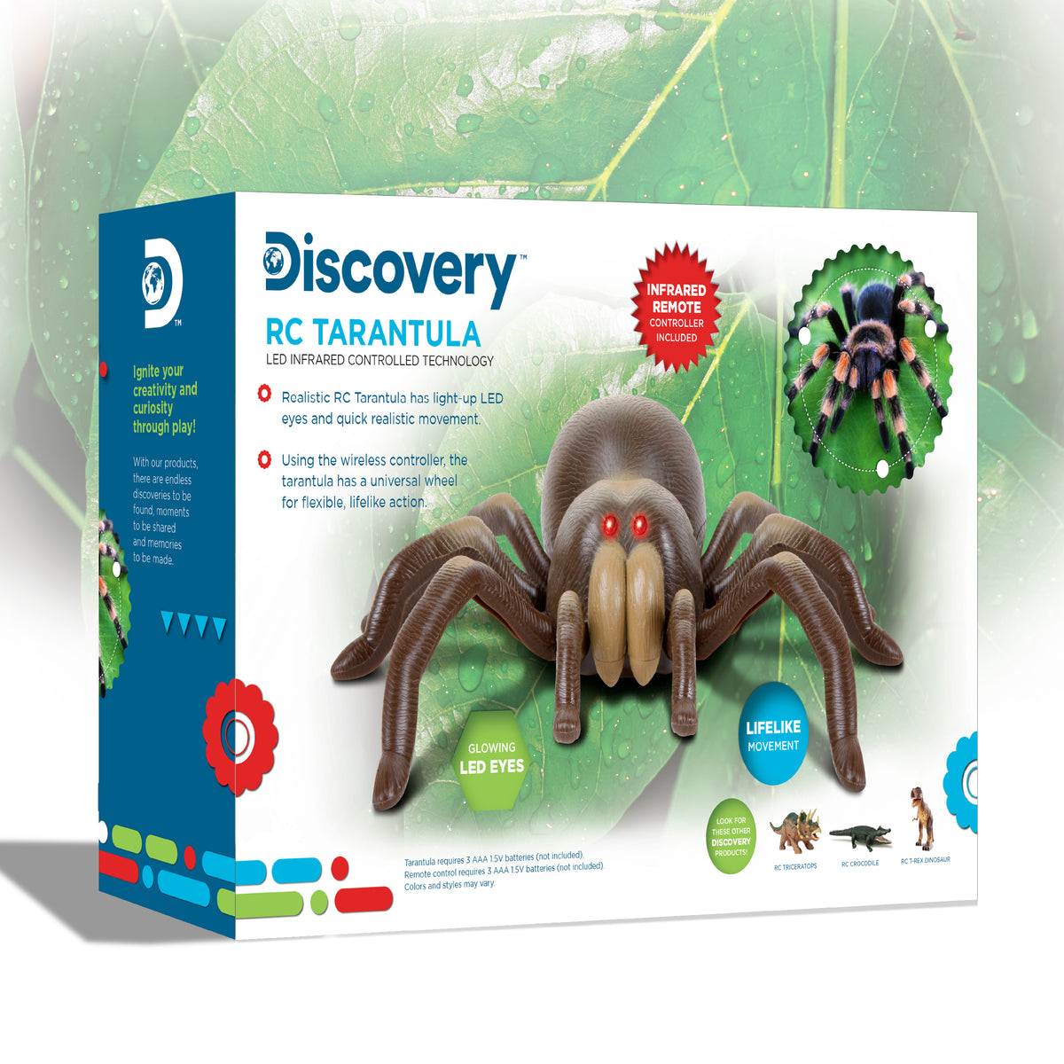 Discovery Kids RC Moving Tarantula Spider, Remote-Control Toy for Kids, Realistic Scurrying Movement, Glowing Scary Red LED Eyes