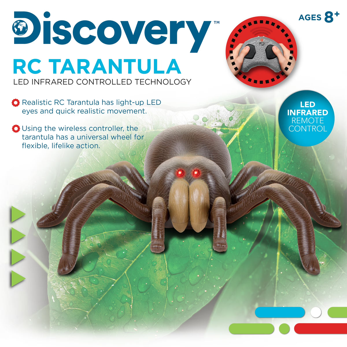 Discovery Kids RC Moving Tarantula Spider, Remote-Control Toy for Kids, Realistic Scurrying Movement, Glowing Scary Red LED Eyes