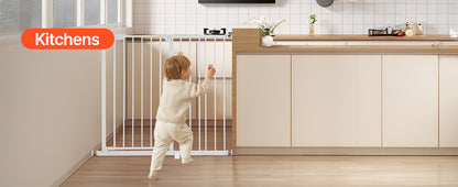 SucceBuy Baby Gate 28/30/36 Inches High Dog Gate Easy Step Walk Thru Child Pet Security Pressure Mount Kit Wall Cups Doorways