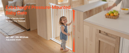 SucceBuy Baby Gate 28/30/36 Inches High Dog Gate Easy Step Walk Thru Child Pet Security Pressure Mount Kit Wall Cups Doorways