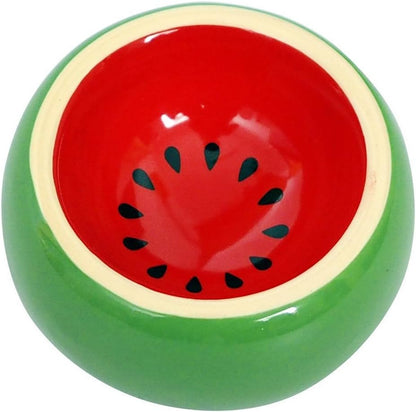 Hamster Food Bowl Ceramic Prevent Being Tipped over Small Animal Water Dish for Guinea Pig Rodent Gerbil Cavy Hedgehog Feeding Bowl (Watermelon)