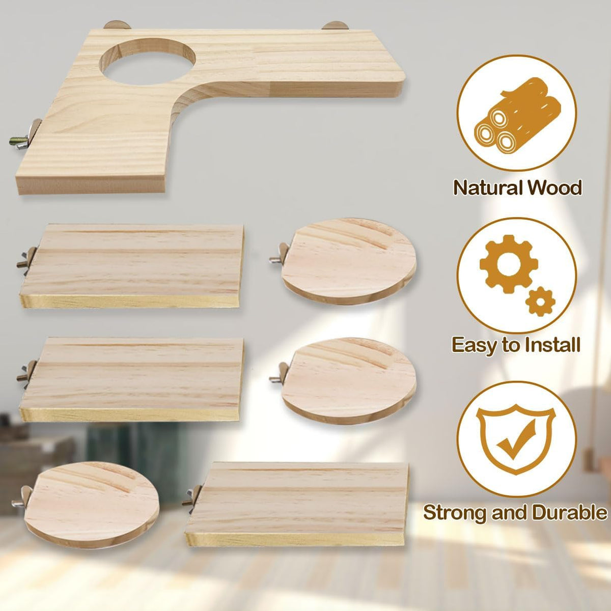 7-Piece Wooden Climbing Platform Set for Small Animals - Ideal for Hamsters, Squirrels, and More!