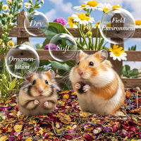 RAINFLOW Hamster Bedding - 150G Hamster Flowers & Herbs | Natural Habitat Decor and Forage for Dwarf Hamsters, Chinchillas, Guinea Pigs, Rabbits, Gerbils, Mice, Lemmings