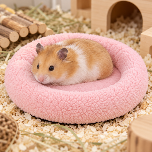 BWOGUE Hamster Bed, round Velvet Sleep Pad for Guinea Pigs and Rats, 8.7 In