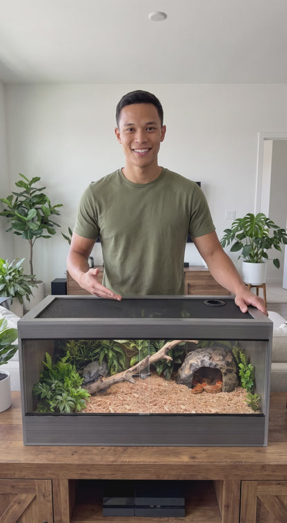 50 Gallon Reptile Enclosure, 36X18X18 Composite Wood & Plastic Eco Reptile Tank Terrarium, 36" Wide Lightweight Reptile Habitat Lounge for Ball Python Bearded Dragon Gecko Turtle