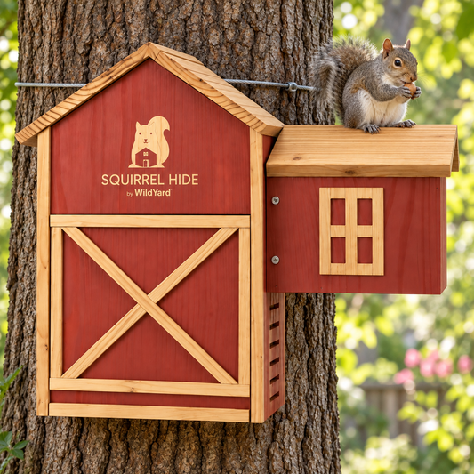 Wildyard Squirrel House for outside - Cedar, Dual Chamber with Ladder