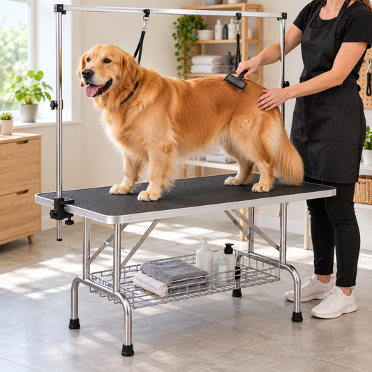 36-Inch Heavy-Duty Dog & Cat Grooming Table with Adjustable Arm, Dual Nooses & Storage Tray