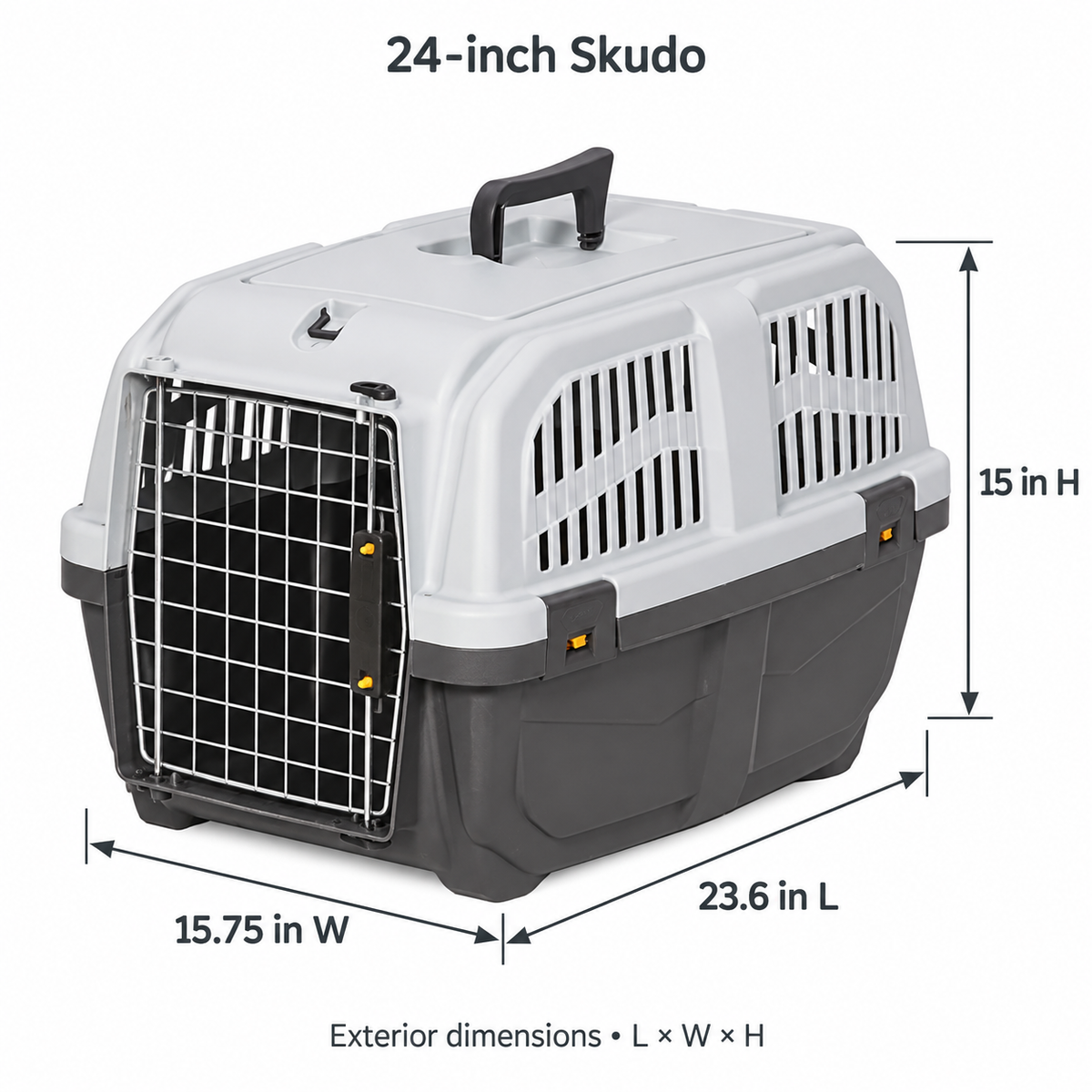 MidWest Skudo Hard-Sided Travel Carrier for Dogs & Cats – Gray, 19–32 Inch Sizes