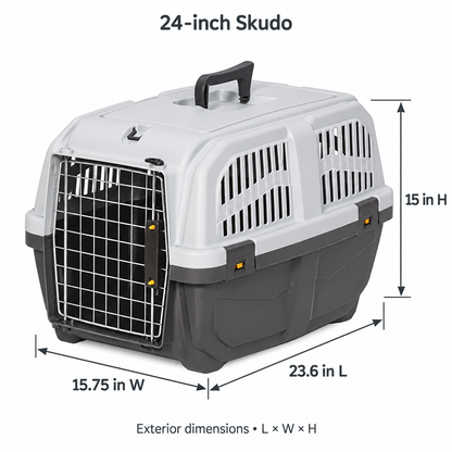MidWest Skudo Hard-Sided Travel Carrier for Dogs & Cats – Gray, 19–32 Inch Sizes