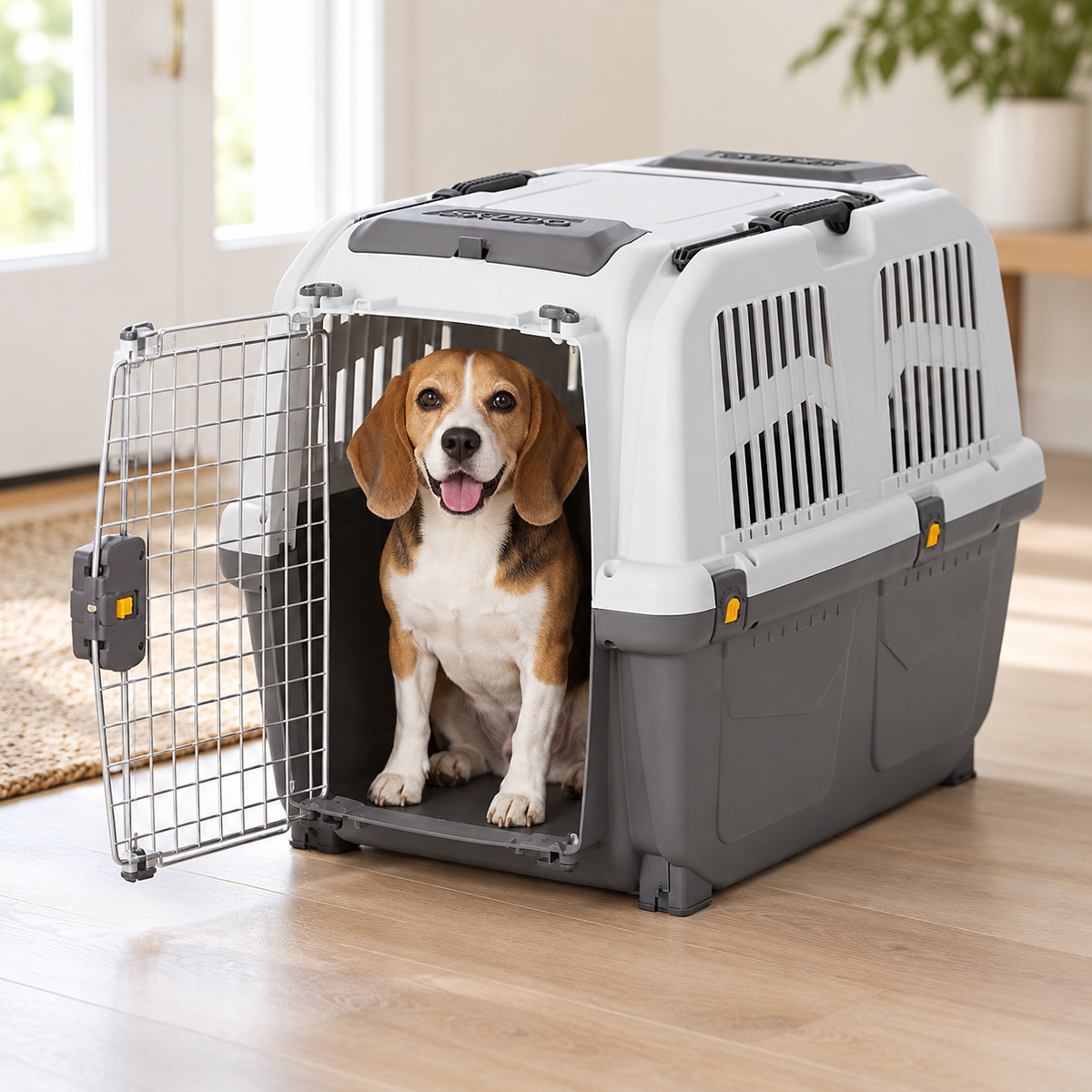MidWest Skudo Hard-Sided Travel Carrier for Dogs & Cats – Gray, 19–32 Inch Sizes