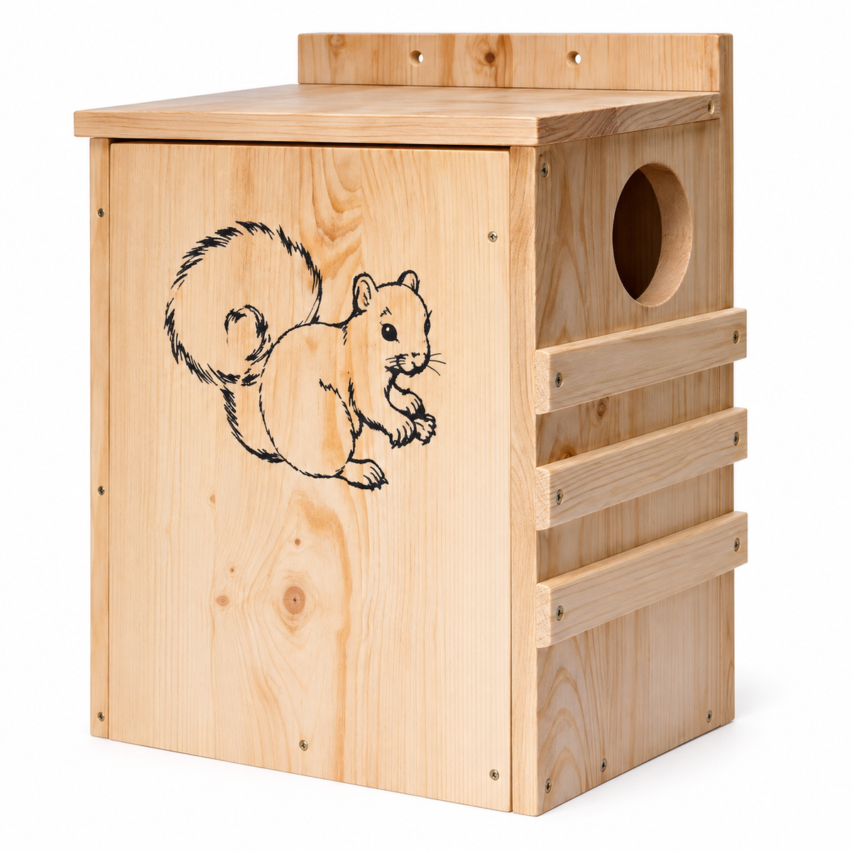 INRLKIT Premium Wooden Squirrel House - Hanging Chipmunks Squirrel Houses for Outside with Exterior Porch