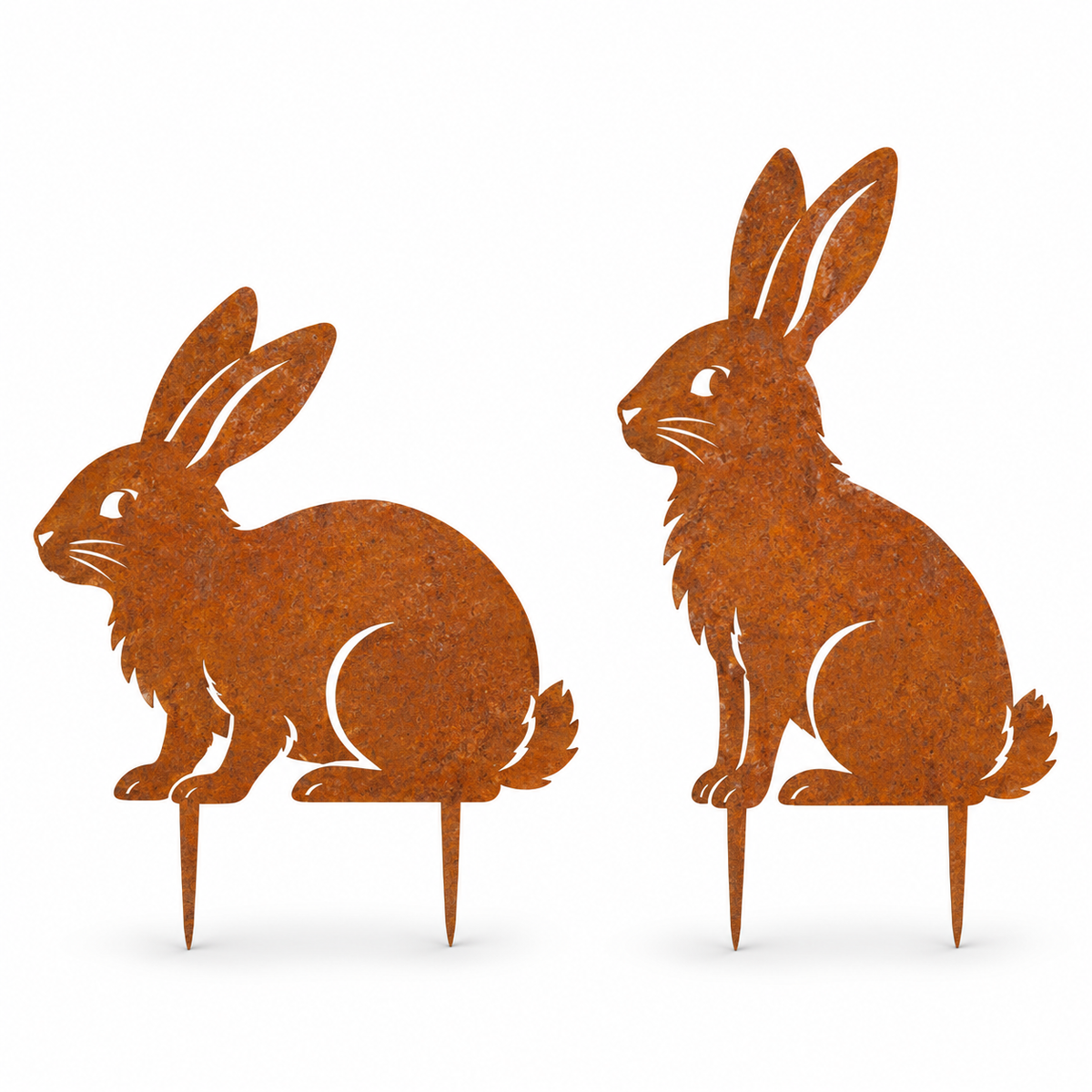 Metal Garden Stakes – Rabbit, Bird & Bamboo Silhouette Outdoor Yard Art
