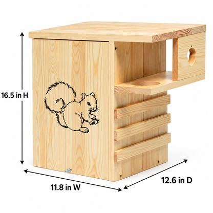 INRLKIT Premium Wooden Squirrel House - Hanging Chipmunks Squirrel Houses for Outside with Exterior Porch