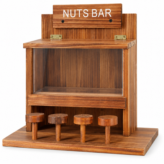 KOOPRO Squirrel Feeder for outside Tree, Squirrel Picnic Table Feeder for Outdoors Corn Cob Peanut Feeder Funny Chipmunk House Nuts Bar Hanging Wooden Box