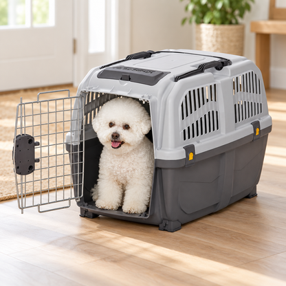 MidWest Skudo Hard-Sided Travel Carrier for Dogs & Cats – Gray, 19–32 Inch Sizes